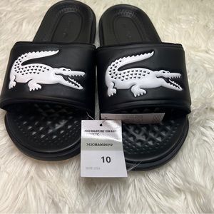 BRAND NEW MENS LACOSTE CROCO DUALISTE 7-43CMA002312 BLK/WHT SANDALS Size 10